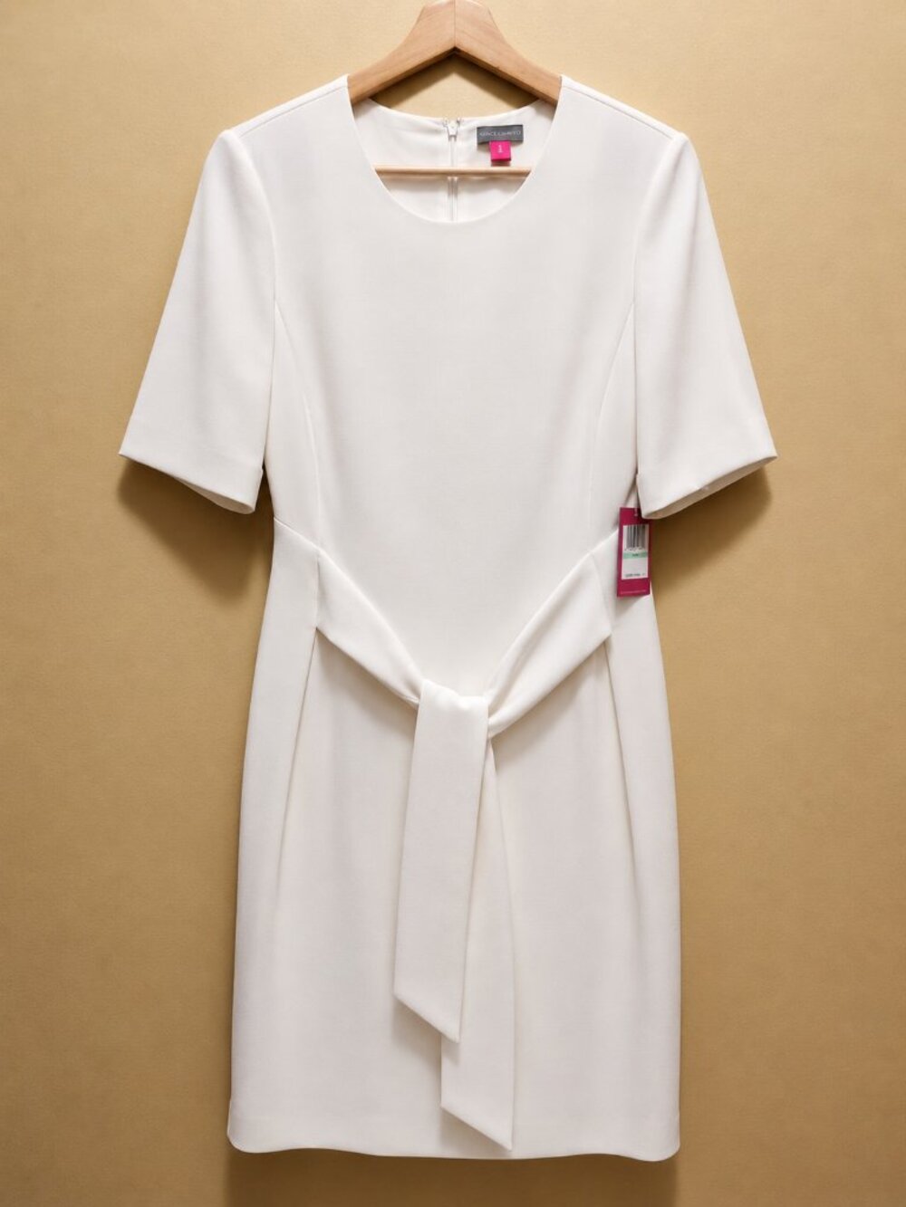 🤍 NWT Vince Camuto White Tie-Waist Sheath Dress MSRP $139
